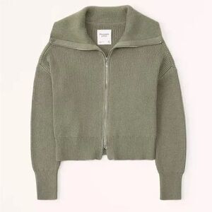 NWOT Abercrombie Zip Up Sweater Cardigan Size Medium Green